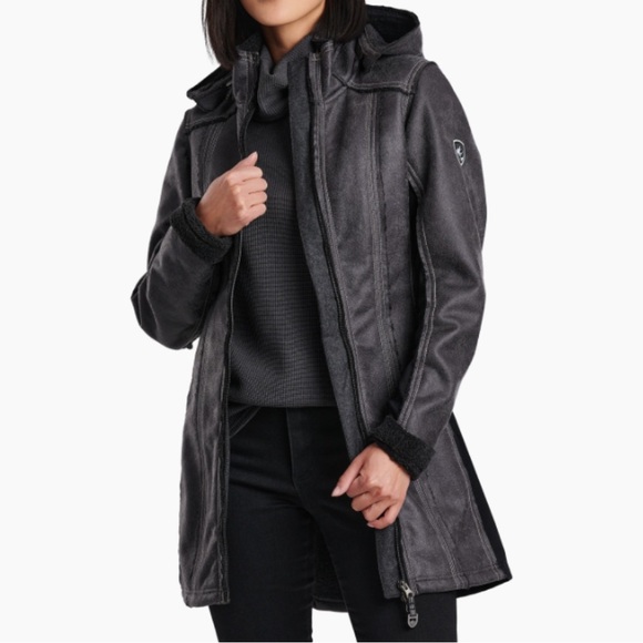 Kuhl Womens Gray/ Black Dani Sherpa Full zip hooded jacket XS - Picture 1 of 11
